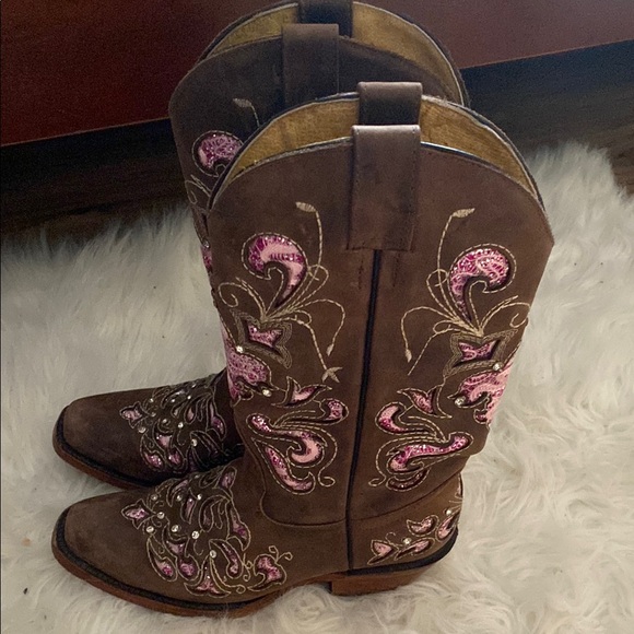 Brown and Pink Coquette Western Boots size 7 women’s - Picture 4 of 8